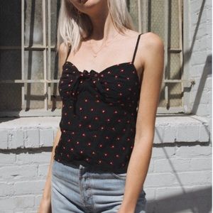 ✨🆕WT Brandy Melville Sasha Black Red Floral Top